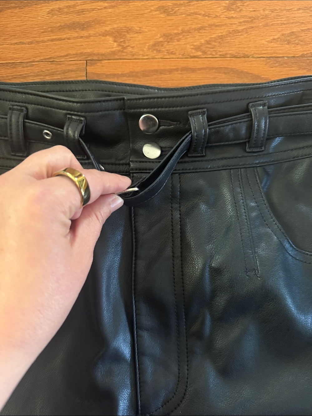 NWT Anthropologie Pilcro faux leather belted midi skirt - Picture 9 of 11